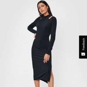 Cut out high neck midi dress